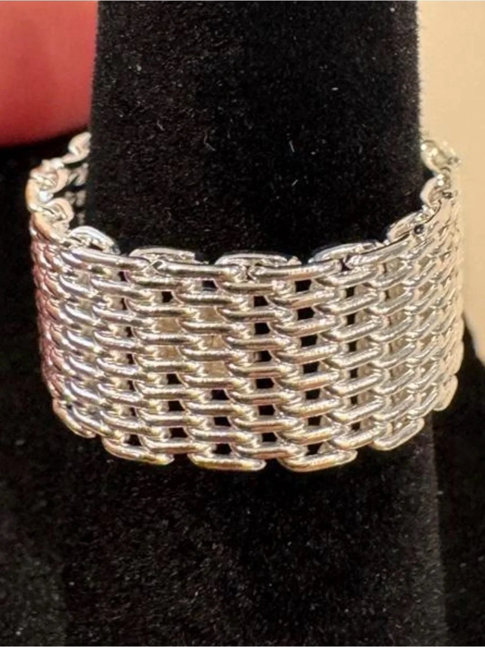 Sterling Silver 925 Flexible Mesh Ring Size 6 NIB